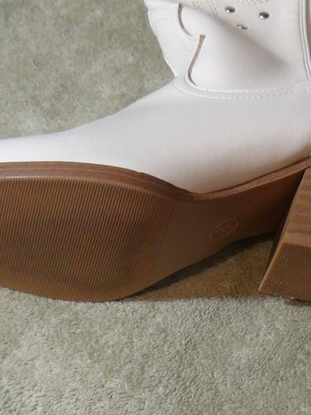 Women's Universal Thread Zipper Studded Western Boots Pointed Size 8 Off-White - Picture 10 of 13